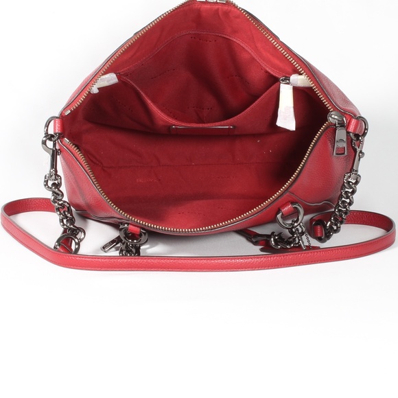 Coach Prairie Chain Satchel Handbag Cherry Leather - Picture 6 of 9